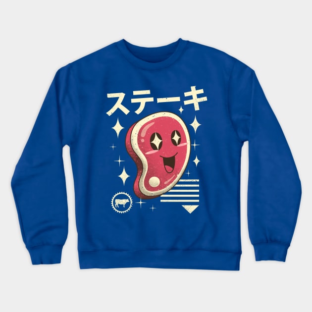 Kawaii Steak Crewneck Sweatshirt by Vincent Trinidad Art